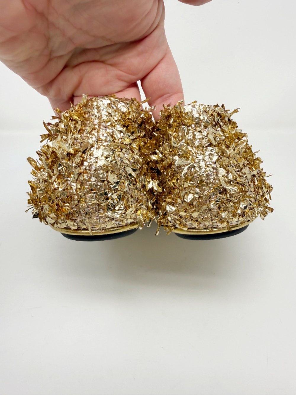 New Tory Burch Minnie Travel Ballet Flats In Gold Confetti Sz 8.5 - Picture 5 of 13